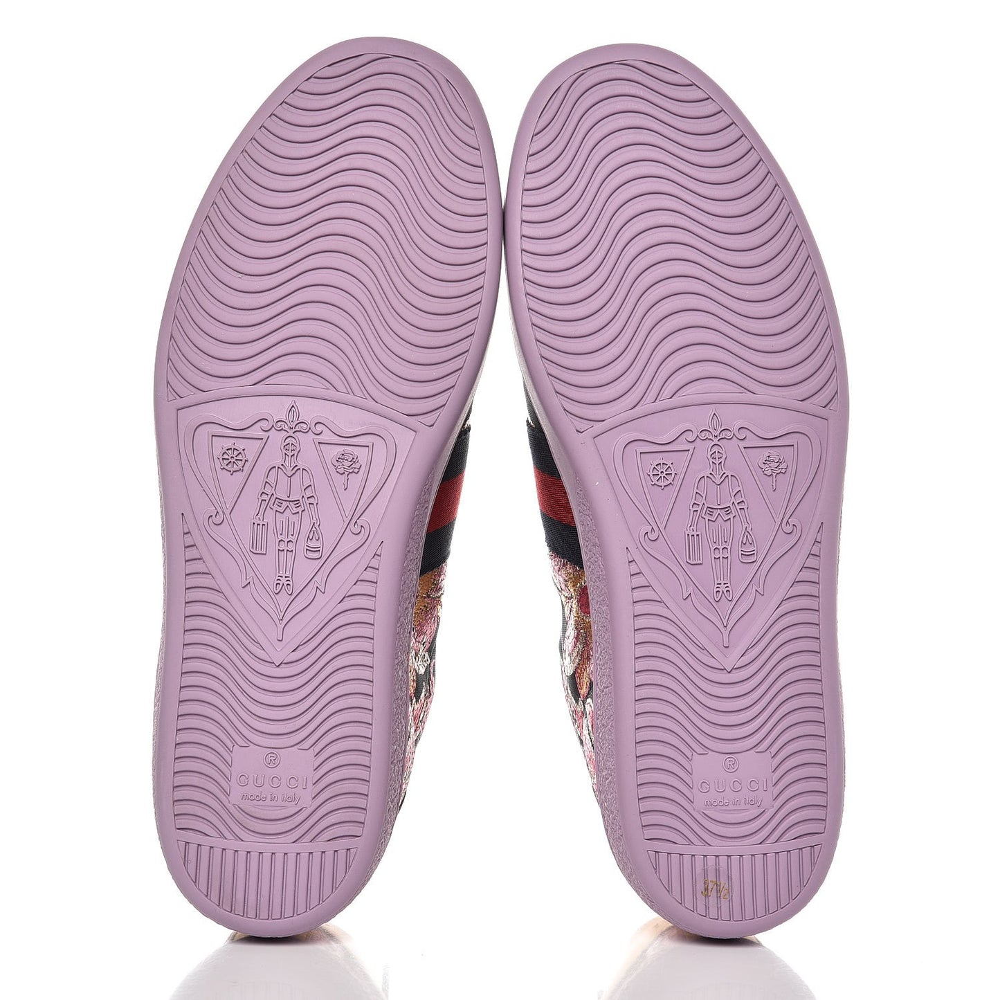 Lurex Brocade Web Nappa Womens Ace Sneakers 37.5 Black Pink Oro Vecchio