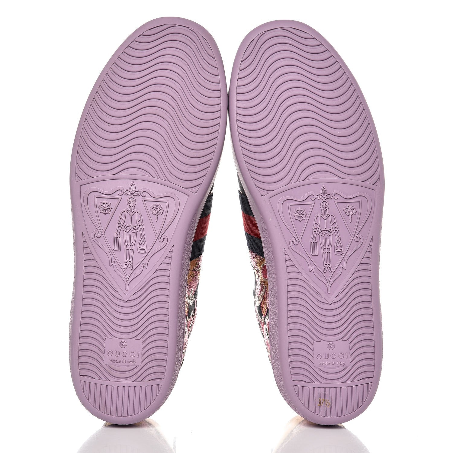 Gucci Lurex Brocade Web Nappa Womens Ace Sneakers 37.5 Black Pink Oro Vecchio 5 of 9