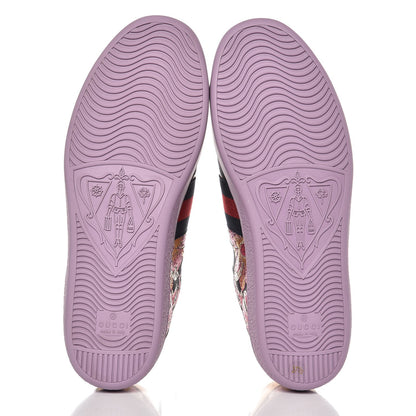 Gucci Lurex Brocade Web Nappa Womens Ace Sneakers 37.5 Black Pink Oro Vecchio 5 of 9