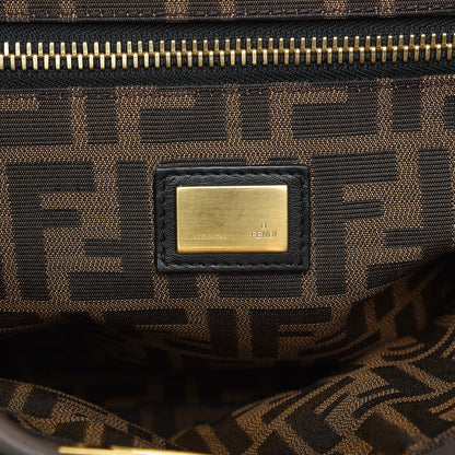 Fendi Goatskin Zucca Large Peekaboo Iconic Satchel Taupe Tobacco Moro 7 of 13
