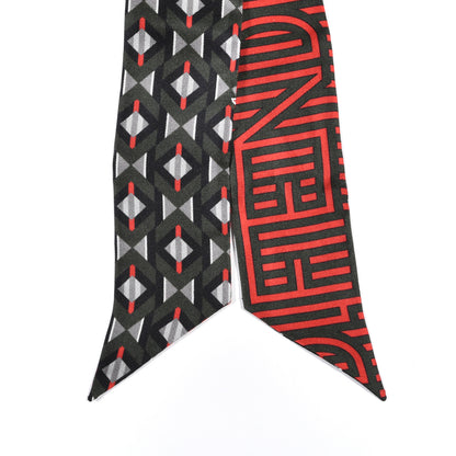 Fendi Silk Wrappy Bandeau Black Red 2 of 3