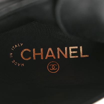 Chanel Shiny Lambskin Quilted Lace Up Combat Boots 39.5 Black 6 of 7