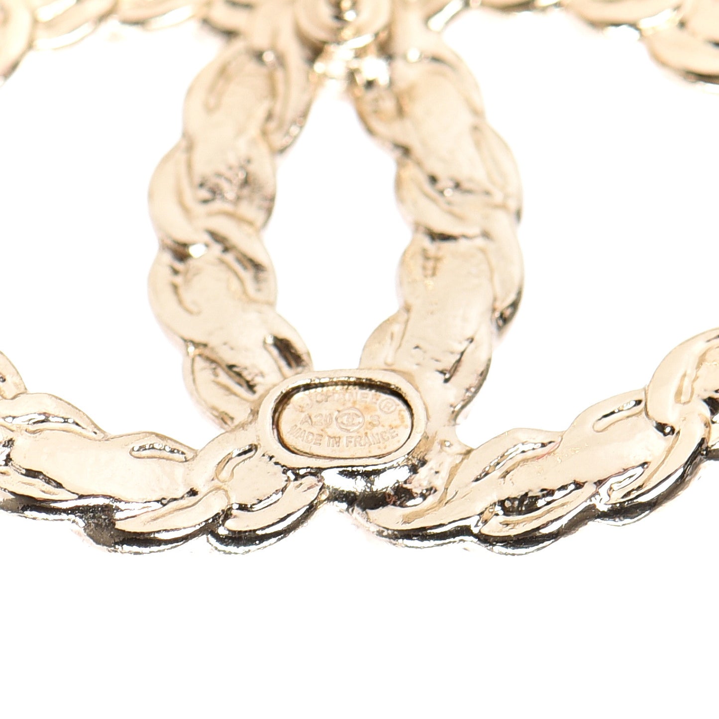 Enamel Metal Chain French New Wave CC Earrings Black Gold