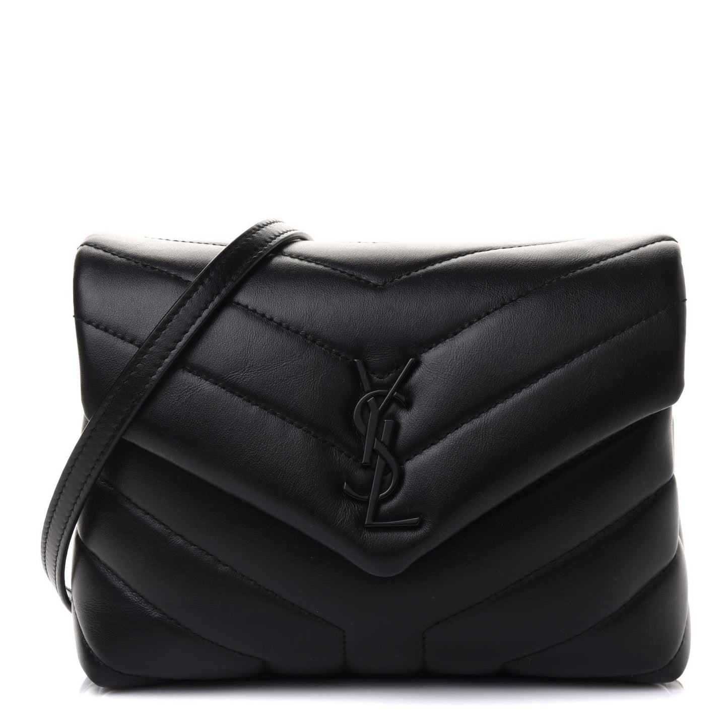 Calfskin Y Quilted Monogram Toy Loulou Crossbody Bag Black