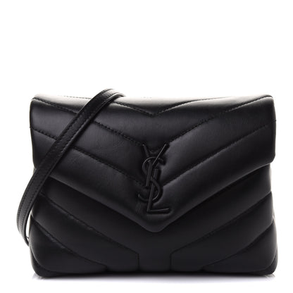 Saint Laurent Calfskin Y Quilted Monogram Toy Loulou Crossbody Bag Black 1 of 11