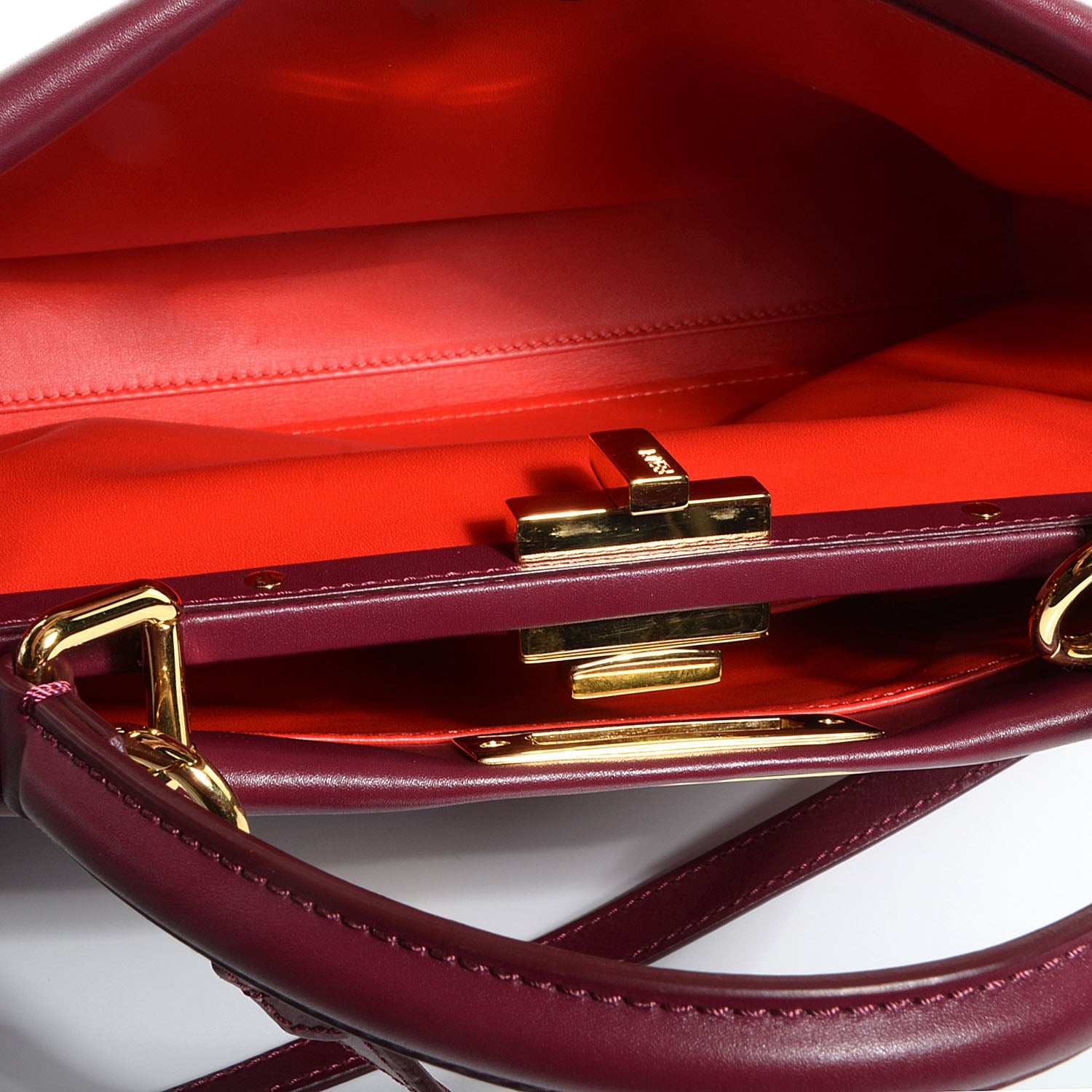 Fendi Vitello Morgan Shiny Nappa Medium Peekaboo Iconic Satchel Ciliegia Papavero 5 of 10