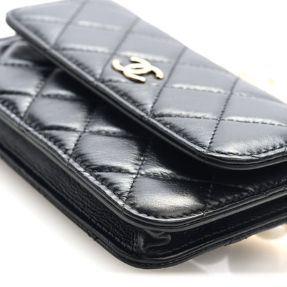 Chanel Calfskin Quilted Maxi Pearls Clutch With Chain Black 19 of 19