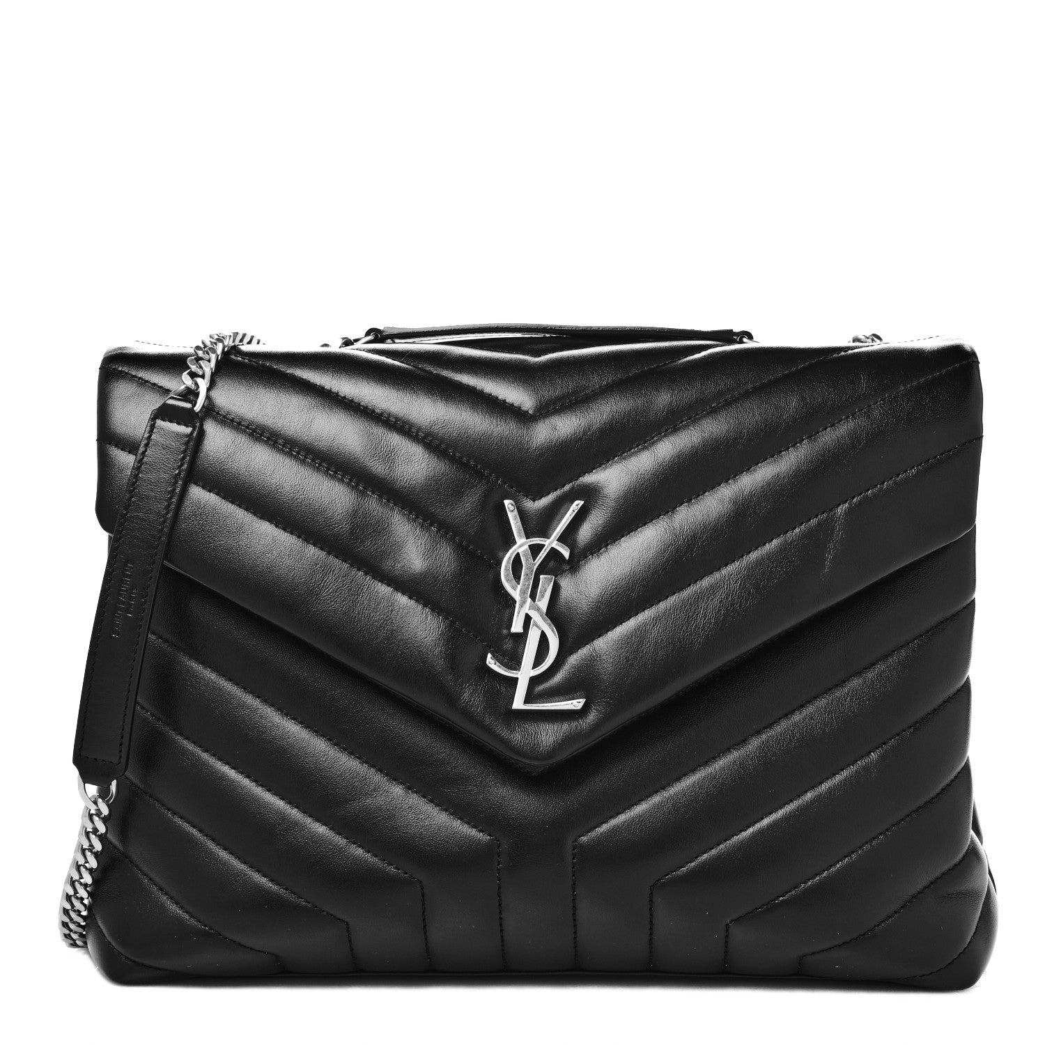 Saint Laurent Calfskin Y Quilted Monogram Medium Loulou Chain Satchel Black 1 of 10