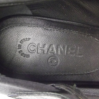 Chanel Satin Quilted Pearl Platform Heels 39 Black 5 of 7