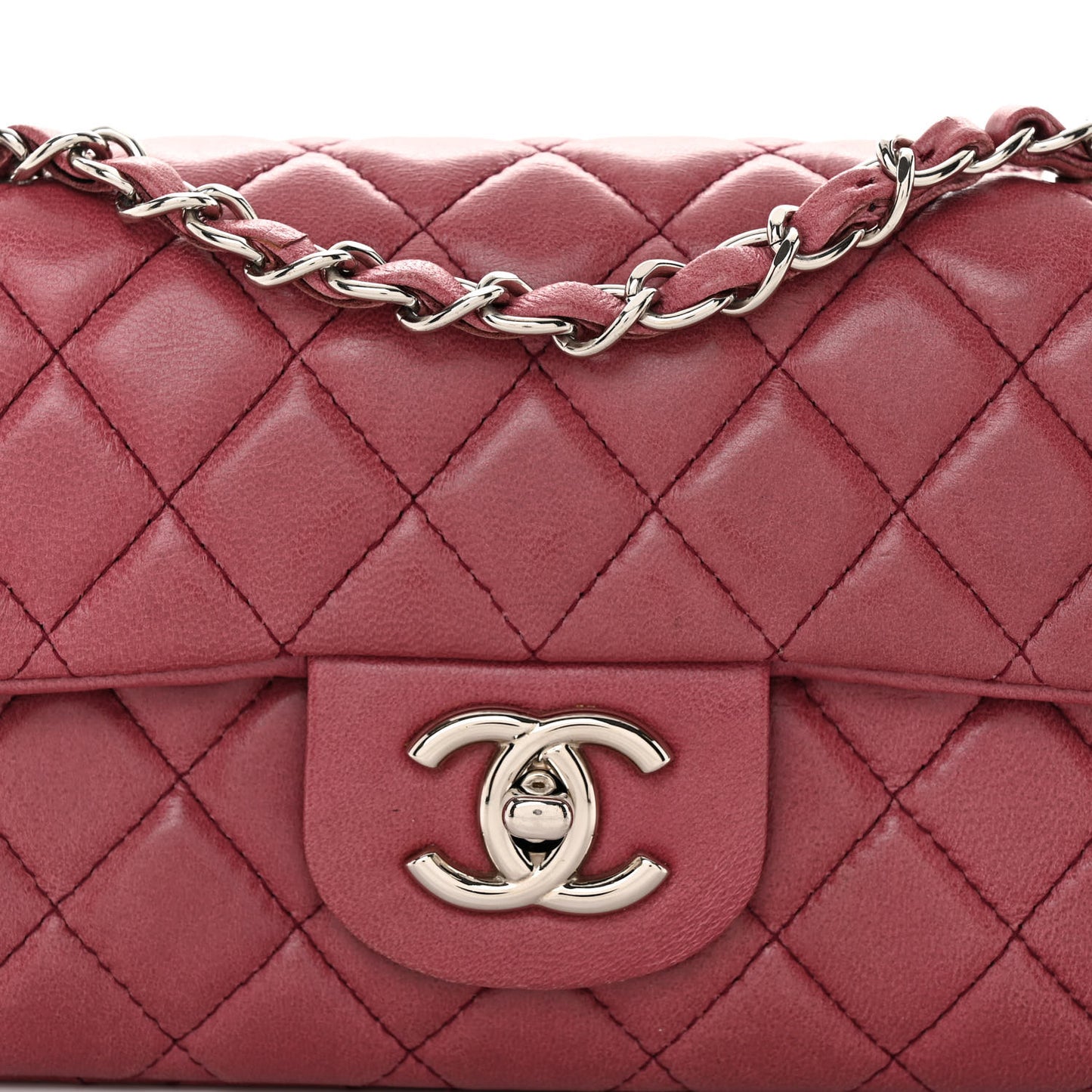 Lambskin Quilted East West Flap Dark Red