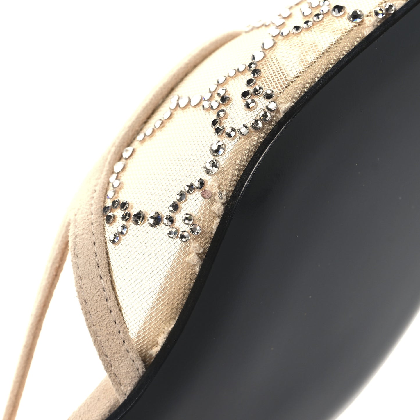 Suede Mesh Crystal GG Monogram Slingback Ballet Flats 37 Light Powder Skin Rose