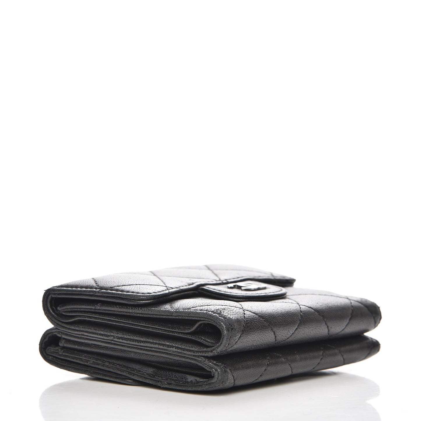 Lambskin Quilted Double Sided Wallet Black
