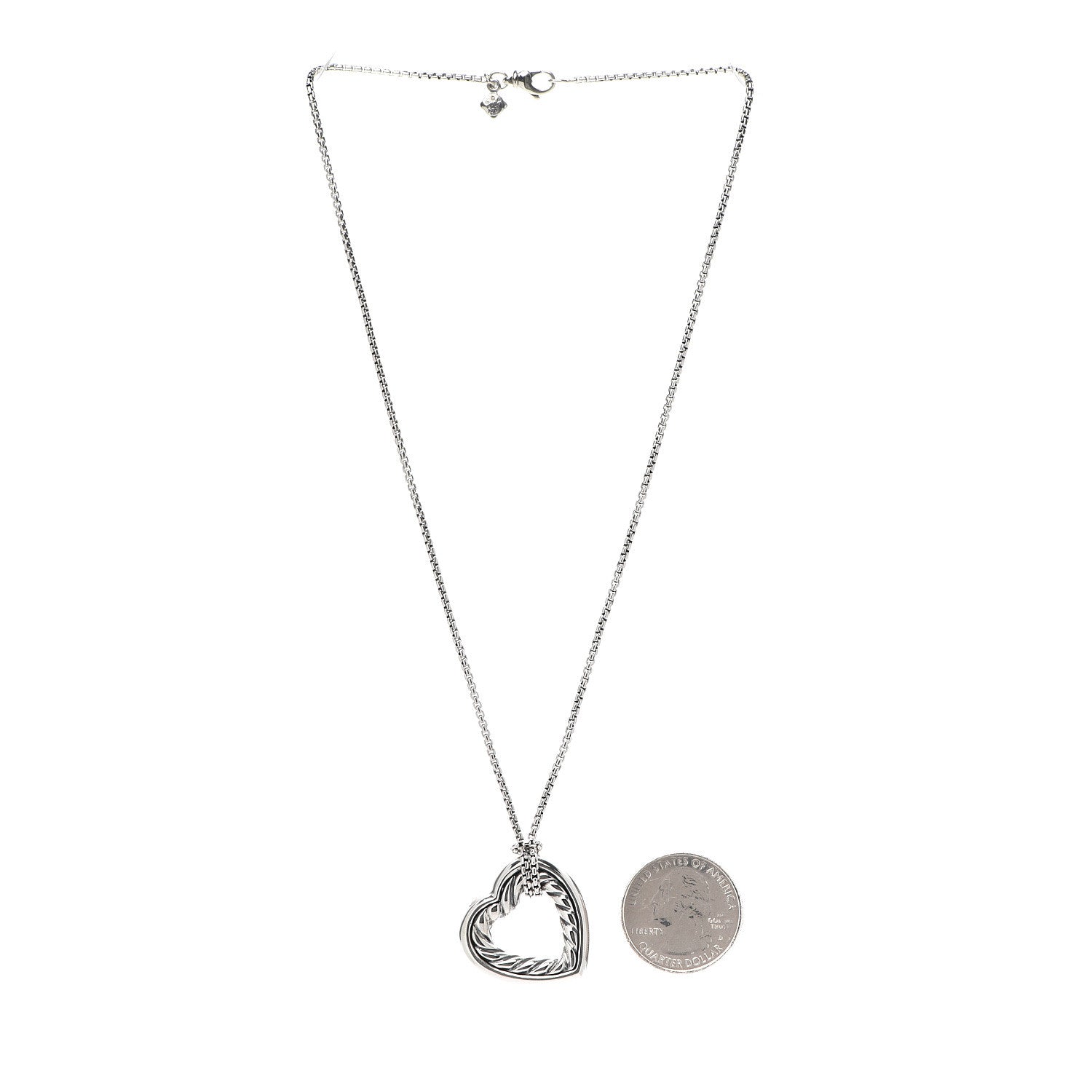 David Yurman Sterling Silver 18K Yellow Gold Open Heart Cable Necklace 3 of 6