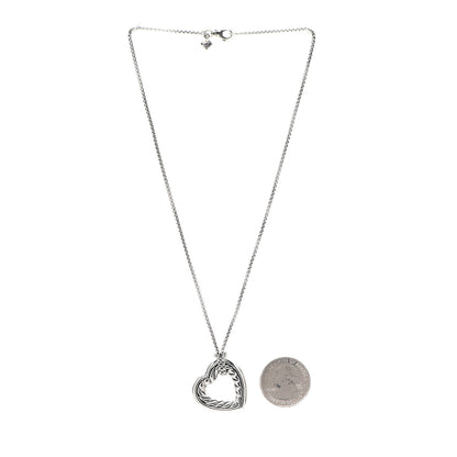 David Yurman Sterling Silver 18K Yellow Gold Open Heart Cable Necklace 3 of 6