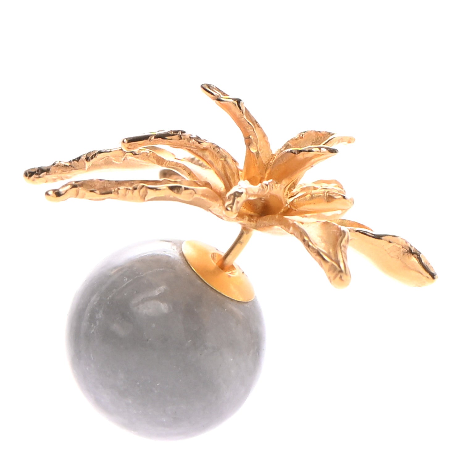 Christian Dior Pearl Tribal Flower Earring Grey 1 of 6