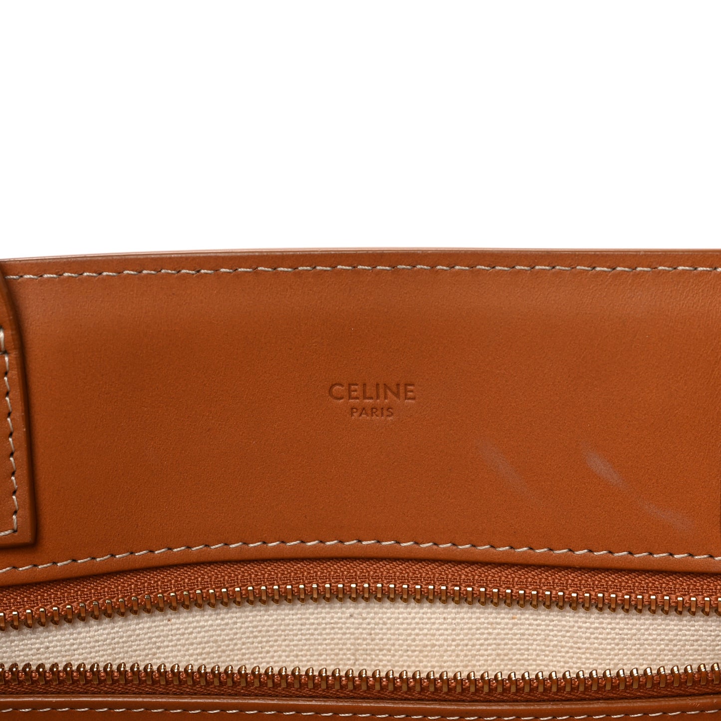 Canvas Calfskin Logo Print Vertical Cabas Natural Tan