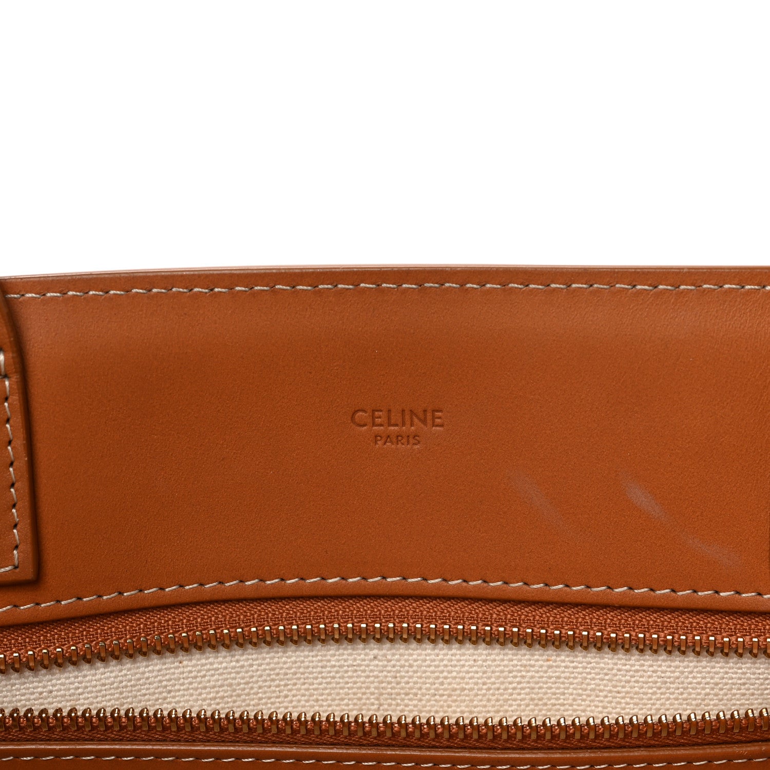 Celine Canvas Calfskin Logo Print Vertical Cabas Natural Tan 6 of 9
