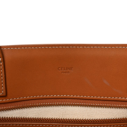 Celine Canvas Calfskin Logo Print Vertical Cabas Natural Tan 6 of 9