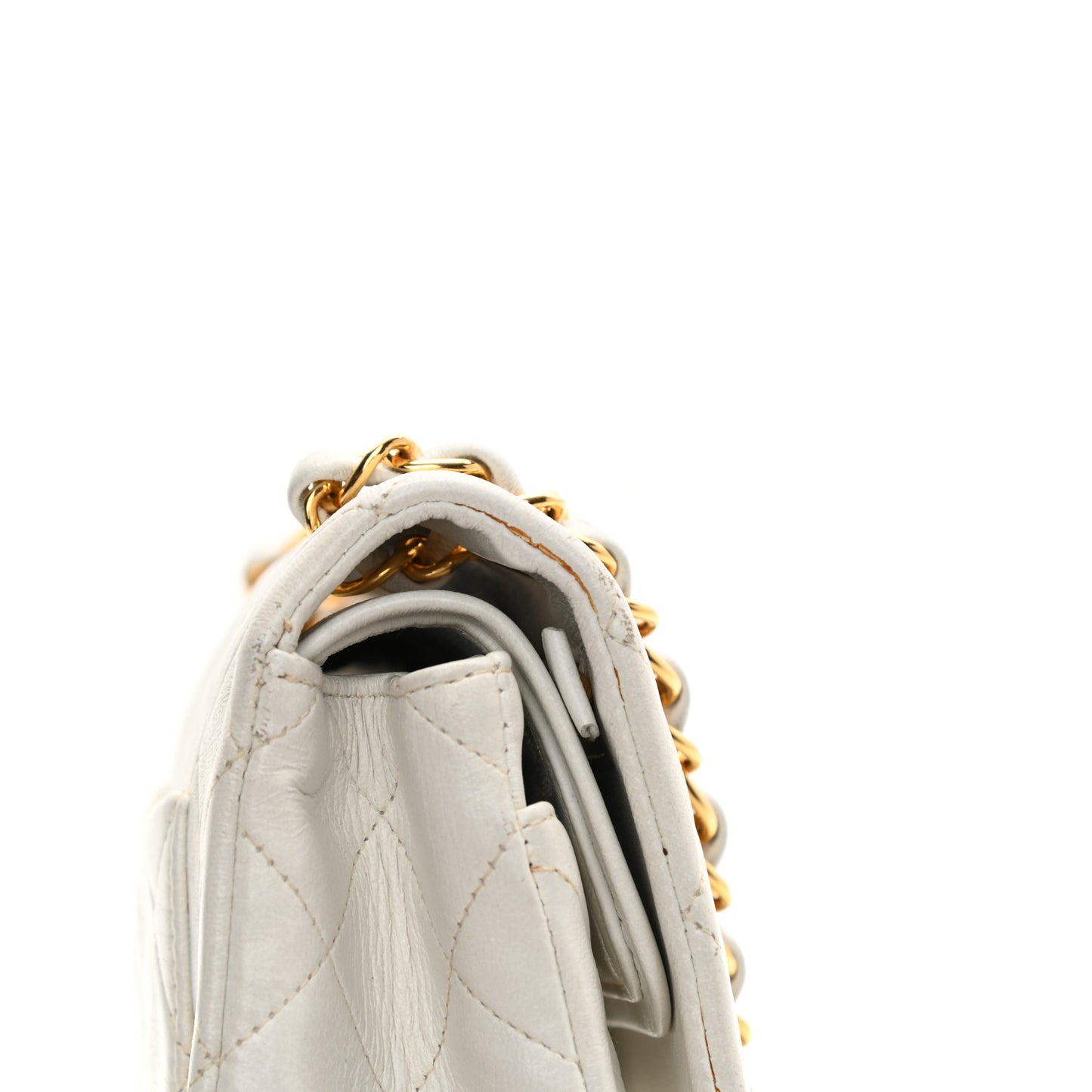 Lambskin Quilted Small Double Flap White