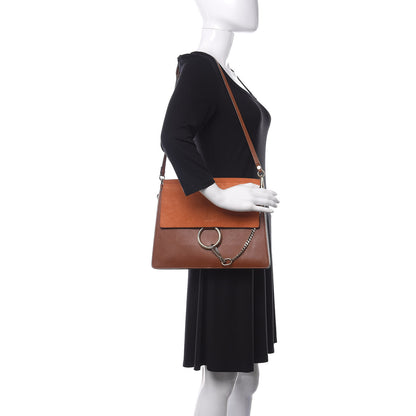 Chloe Suede Calfskin Medium Faye Shoulder Bag Tobacco 2 of 10