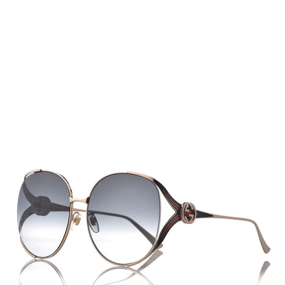 Gucci Metal Oversized Round Frame GG0225S Sunglasses Gold 1 of 8