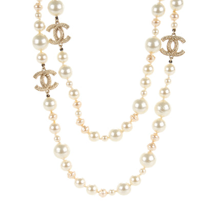 Chanel Graduated Pearl CC Long Necklace Gold 1 of 5