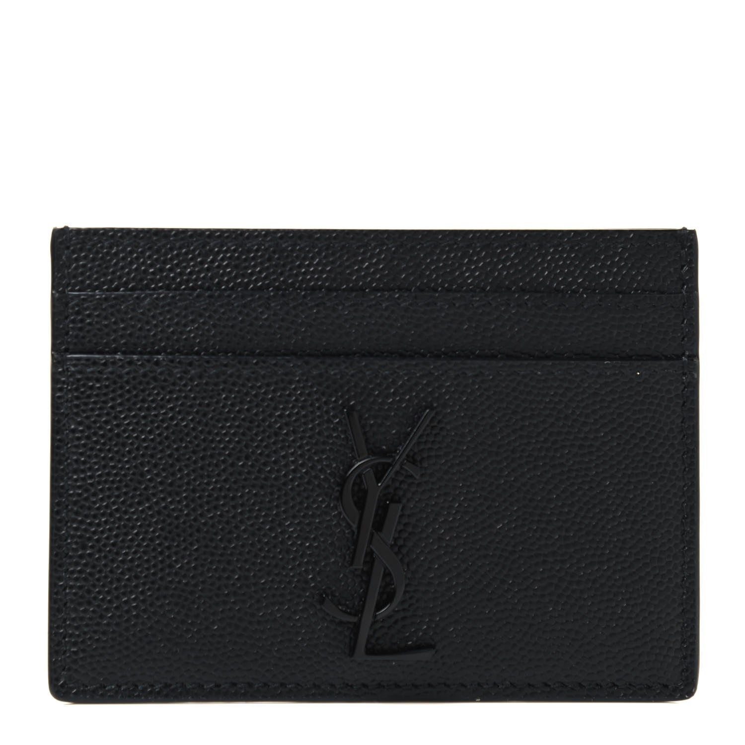 Saint Laurent Grain De Poudre Monogram Credit Card Case Black 1 of 4