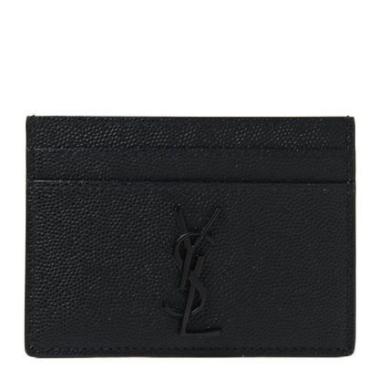 Saint Laurent Grain De Poudre Monogram Credit Card Case Black 1 of 4