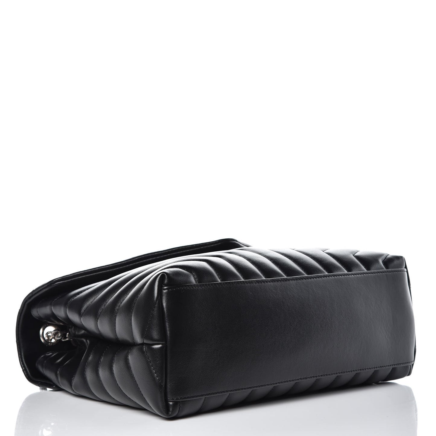 Calfskin Y Quilted Monogram Medium Loulou Chain Satchel Black