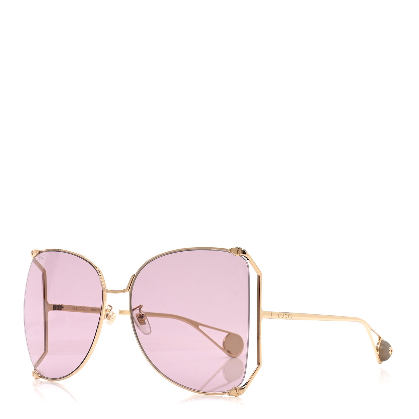 Metal Oversized Round Sunglasses GG0252S Gold Pink