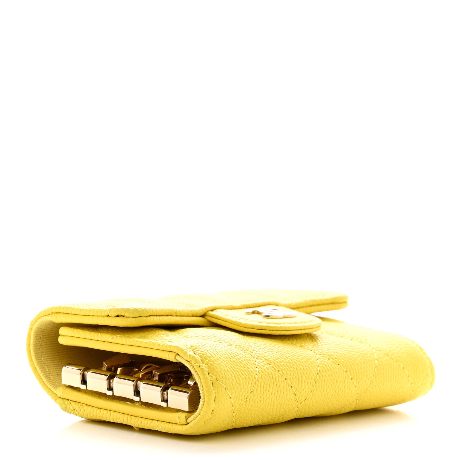 Chanel Caviar Quilted Classic 4 Key Holder Wallet Yellow 4 of 13