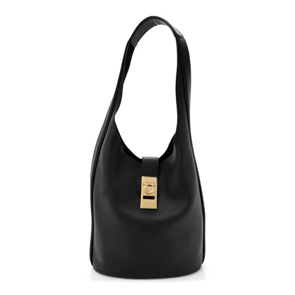 Salvatore Ferragamo Calfskin Medium Archivo Gancio Hobo Black Black 1 of 12