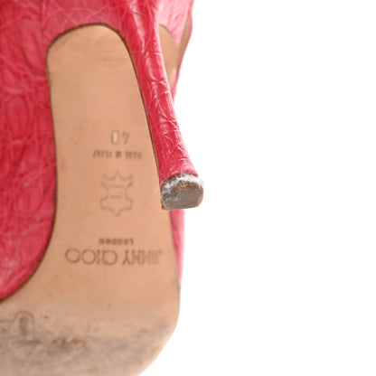 Jimmy Choo Crocodile Embossed Calfskin Lust 100 Pumps 40 Raspberry 9 of 11