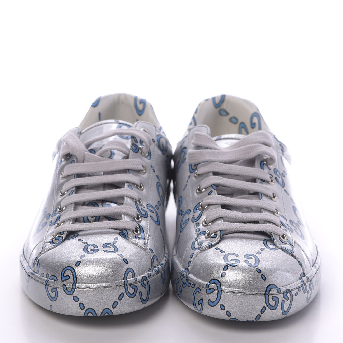 Miro Rubber Wax GucciGhost Print Mens New Ace Sneakers 8 Silver