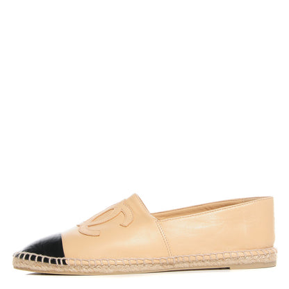 Chanel Lambskin CC Espadrilles 41 Beige Black 1 of 7