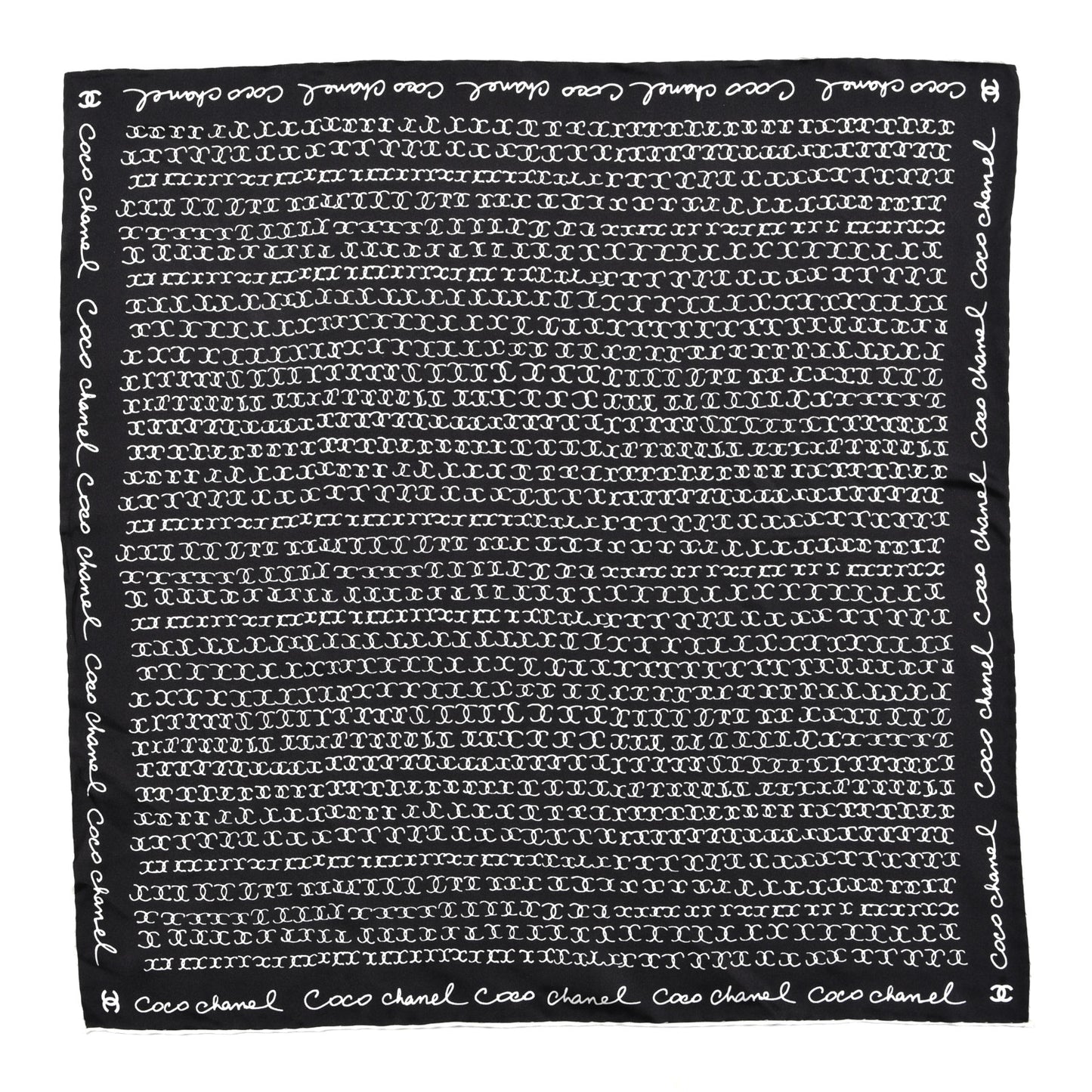 Silk CC Twilly Hair Tie Black White