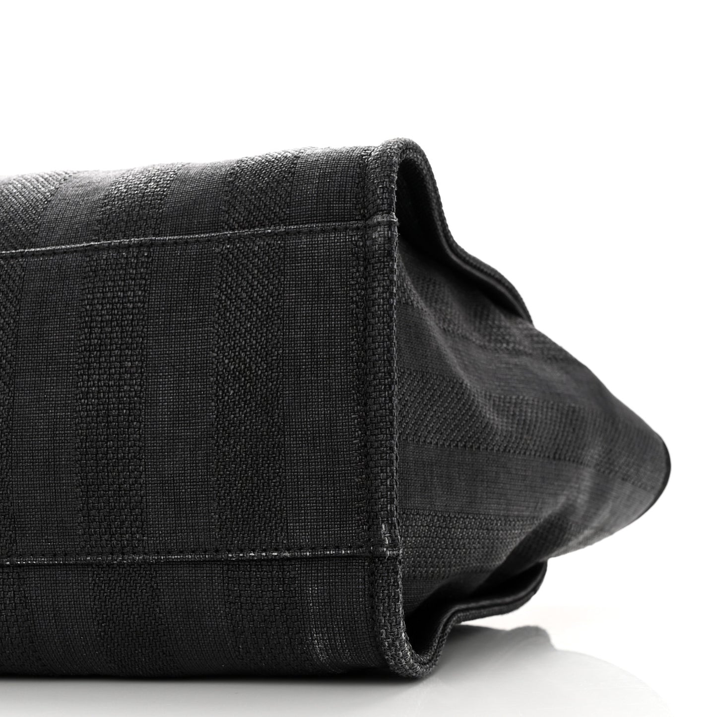 Mixed Fibers Calfskin Striped Medium Deauville Tote Black