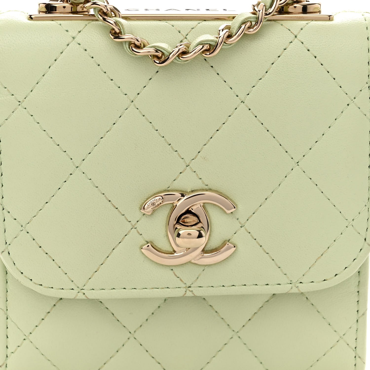 Chanel Lambskin Quilted Mini Trendy CC Chain Wallet Sea Green 8 of 11