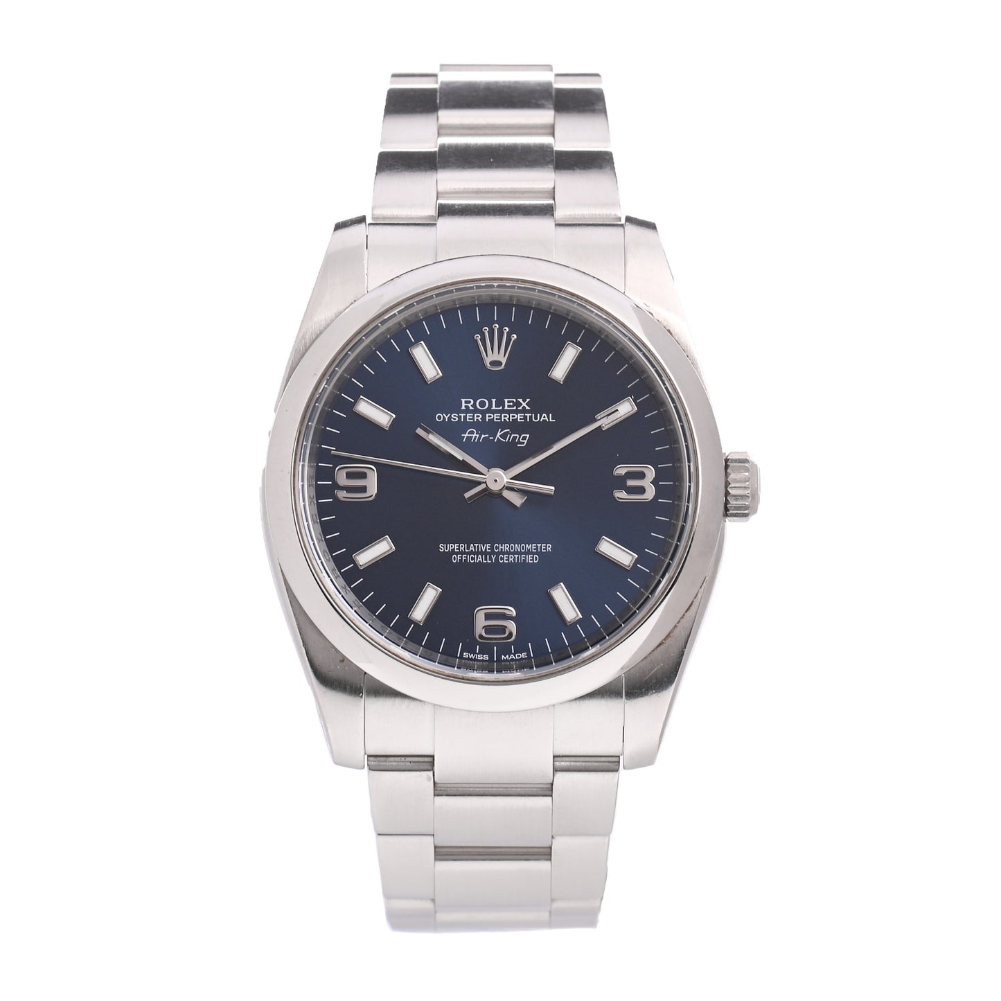 Stainless Steel 34mm Oyster Perpetual Air-King Watch Blue 114200