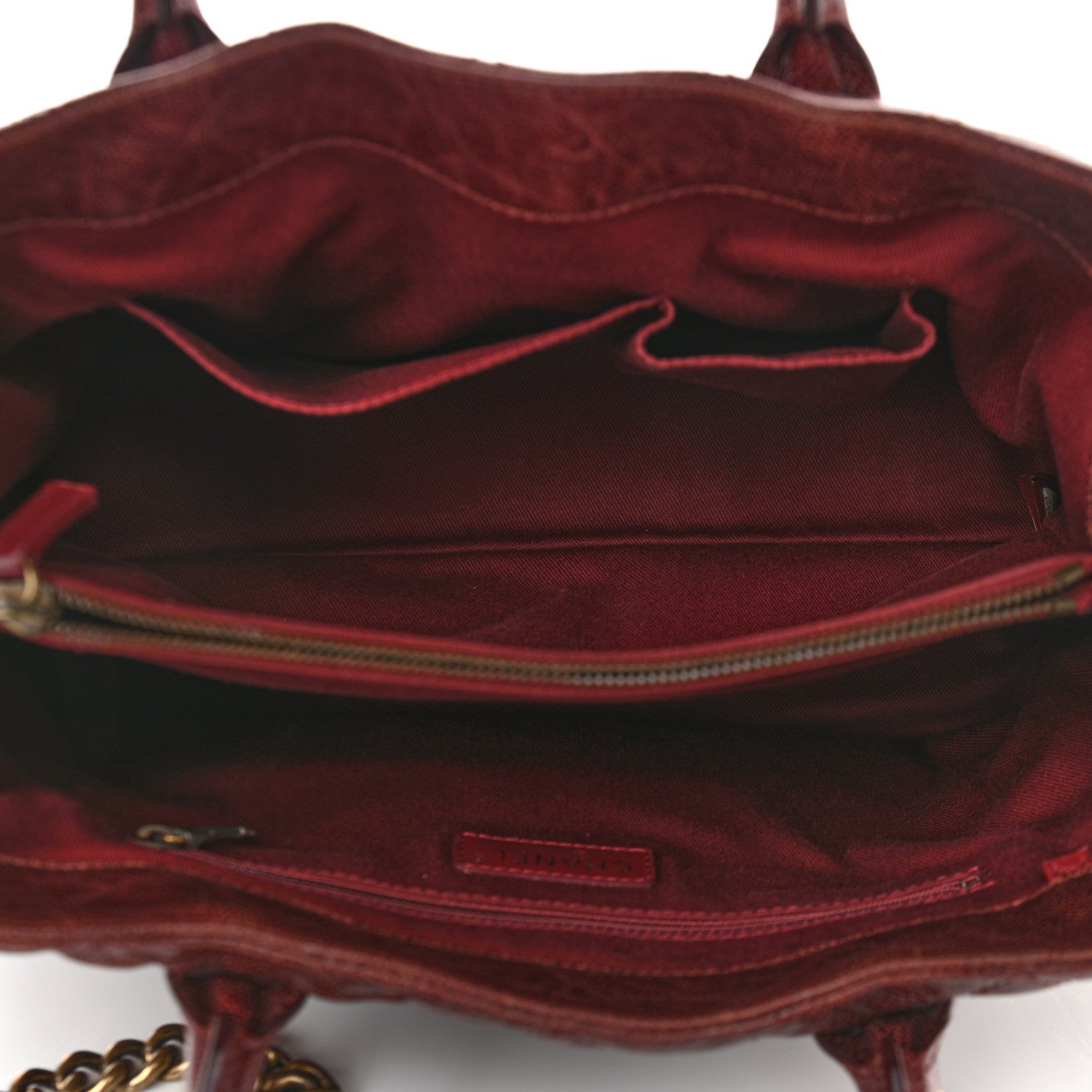 Chanel Glazed Caviar Quilted Small Shiva Tote Burgundy 5 of 10