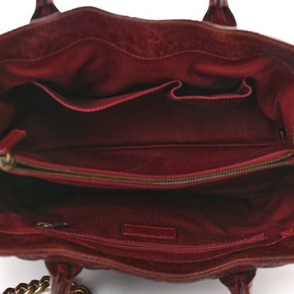 Chanel Glazed Caviar Quilted Small Shiva Tote Burgundy 5 of 10