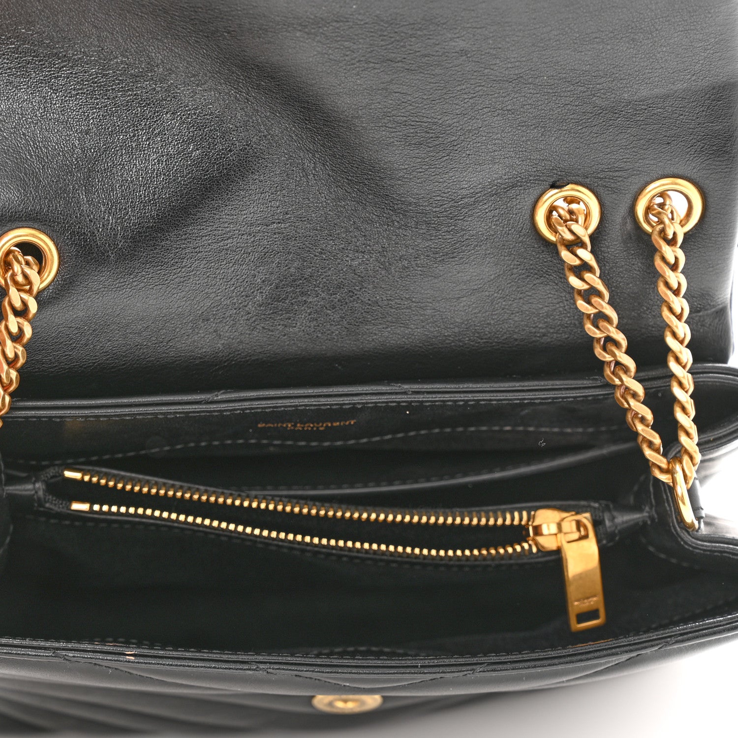 Saint Laurent Calfskin Y Quilted Monogram Small Loulou Chain Satchel Black 5 of 12