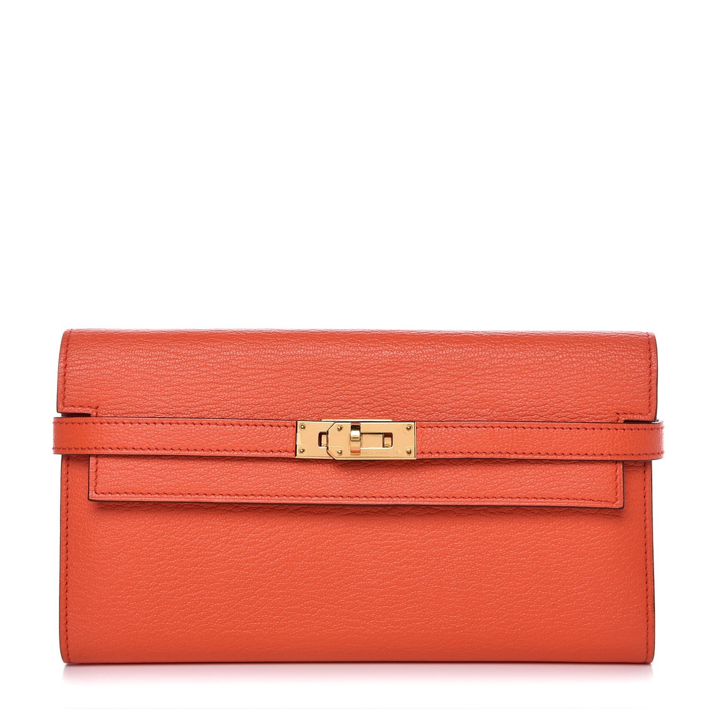 Chevre Mysore Kelly Longue Wallet Orange Poppy