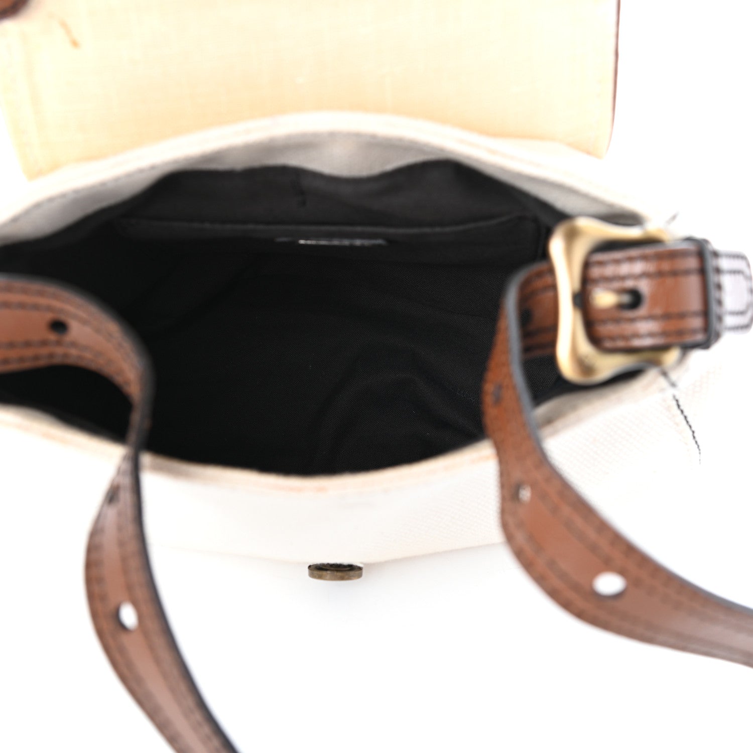 Fendi Canvas Calfskin B Flap Bag Beige Tan 5 of 11