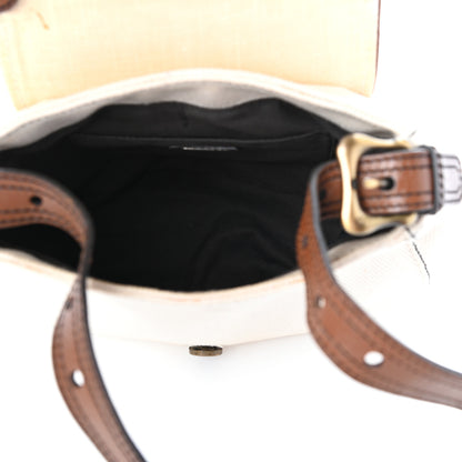 Fendi Canvas Calfskin B Flap Bag Beige Tan 5 of 11