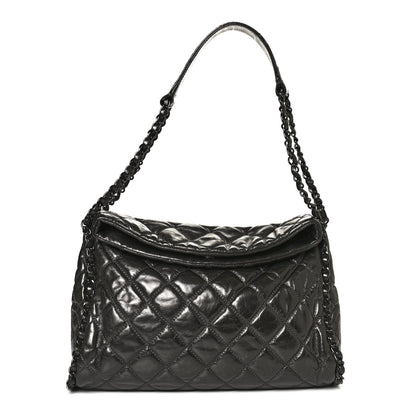Chanel Metallic Calfskin Quilted Medium Chain Me Hobo Dark Grey 1 of 11