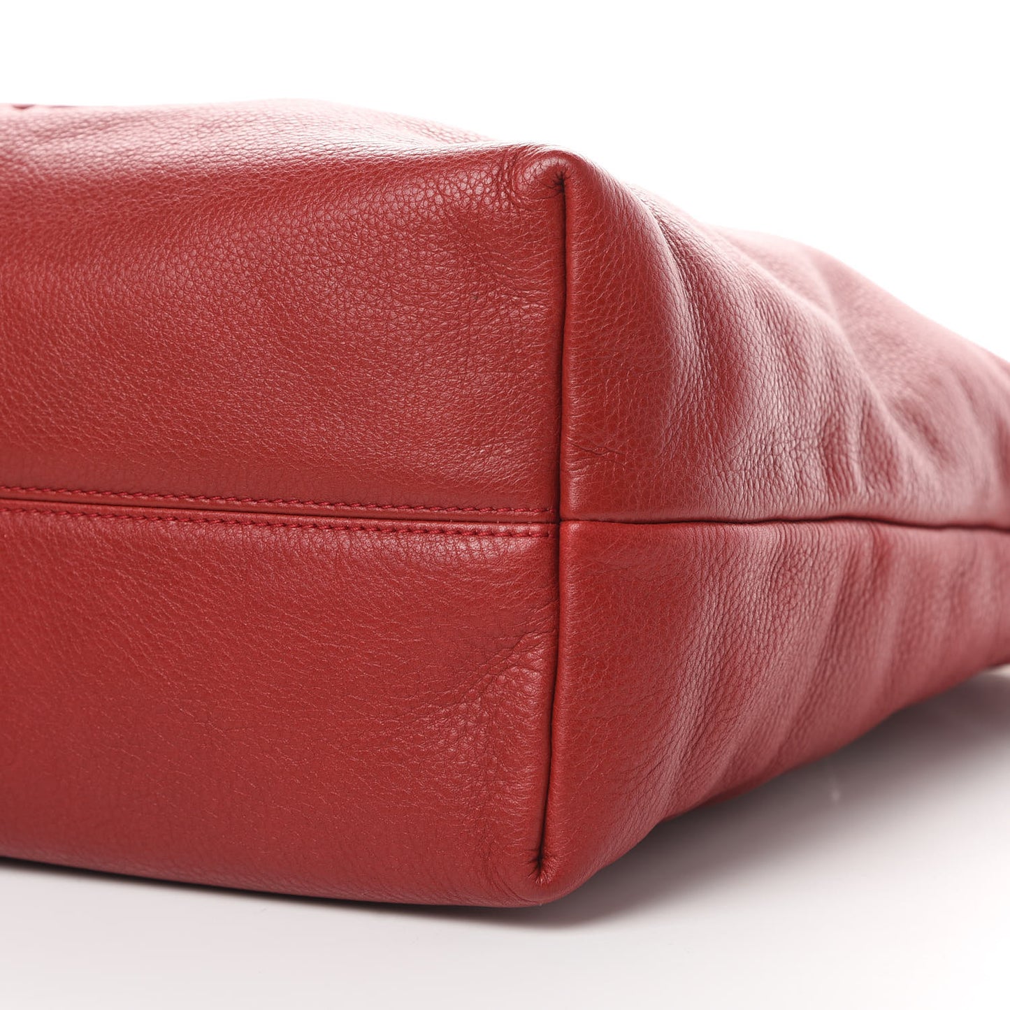 Calfskin Logo Shoulder Bag Red
