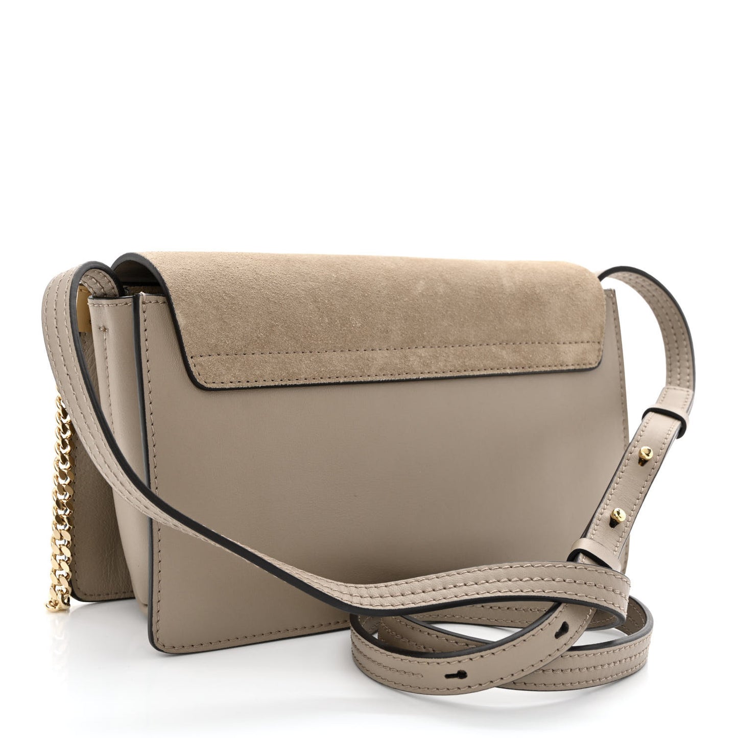 Suede Calfskin Small Faye Shoulder Bag Motty Grey