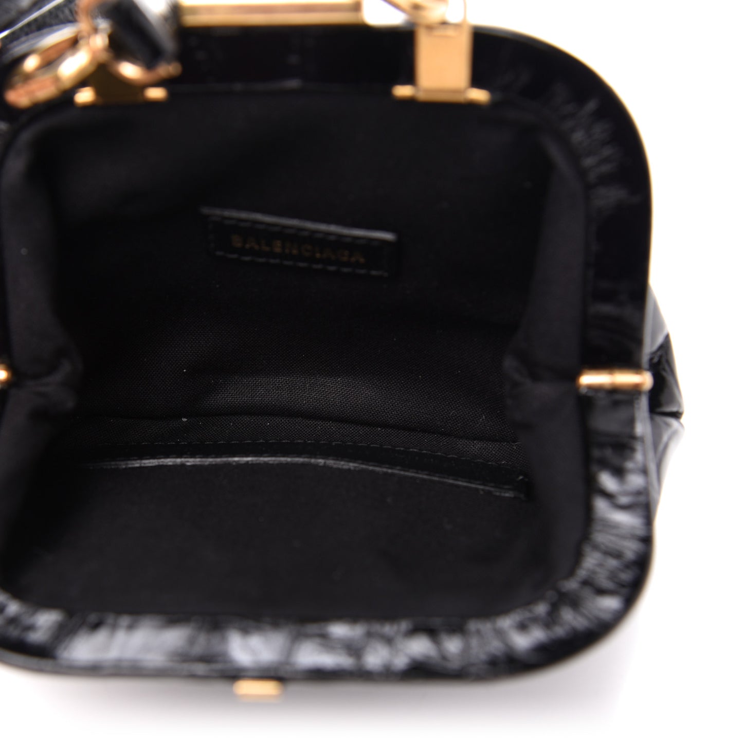 Shiny Supple Calfskin Logo Crocodile Embossed Cloud Coin Purse With Strap Black White