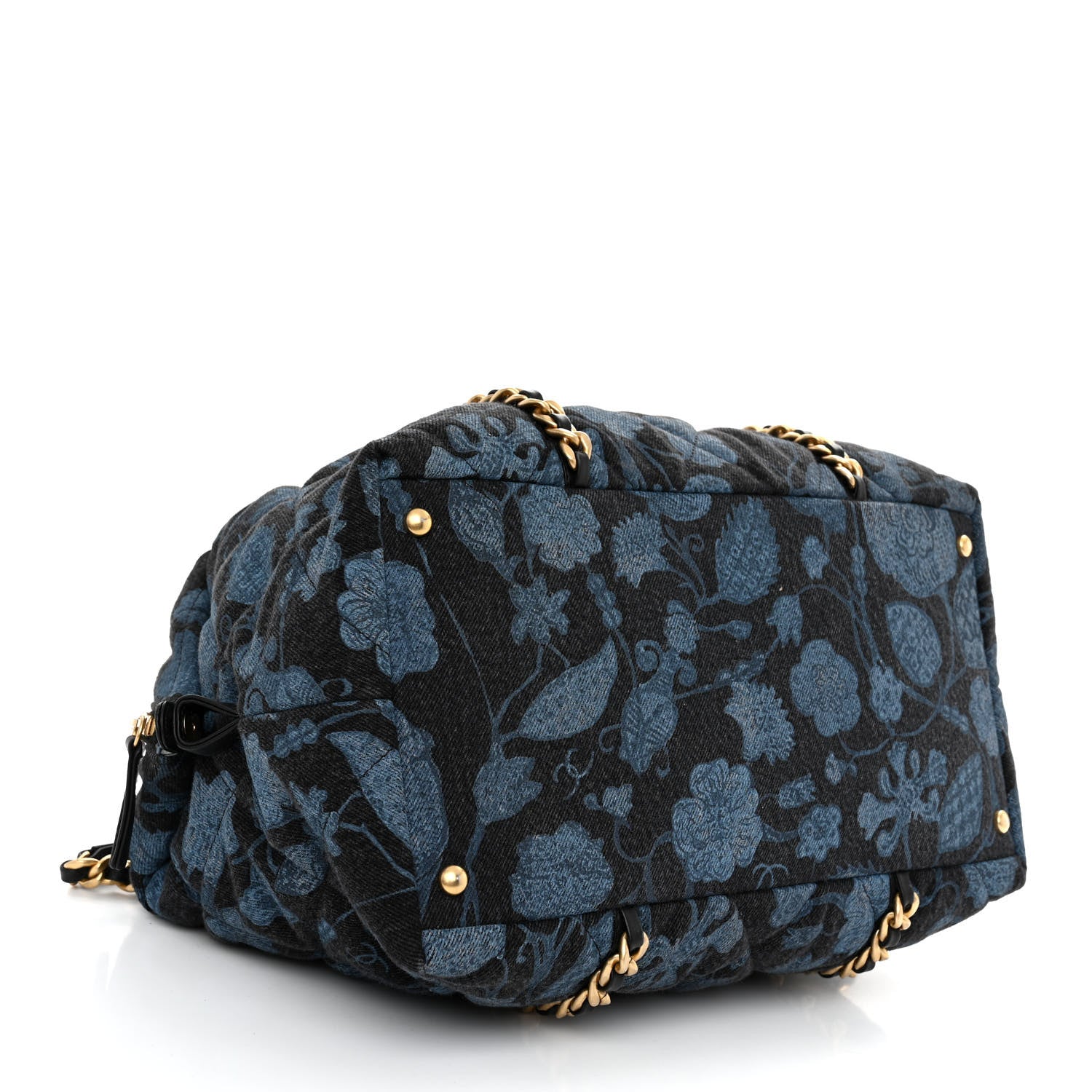 Chanel Denim Printed Destination Chenonceau Shoulder Bag Blue Black 4 of 10